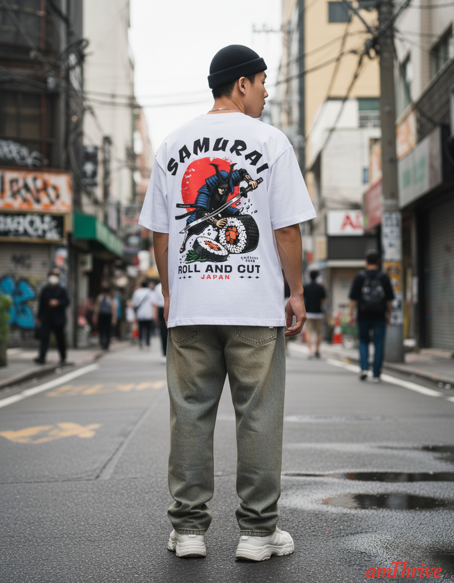 Samurai - Back Print Unisex Oversized T-Shirt